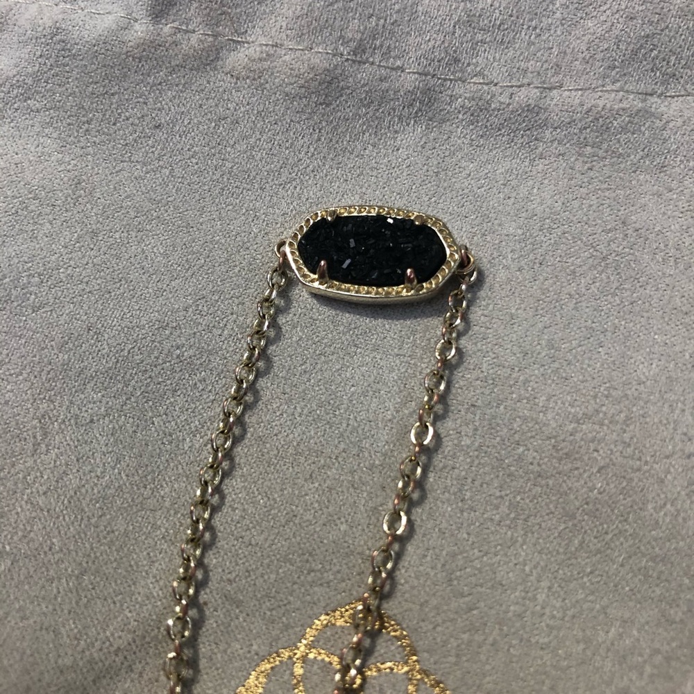 KS Elaina Gold Adjustable Bracelet in Black Drusy